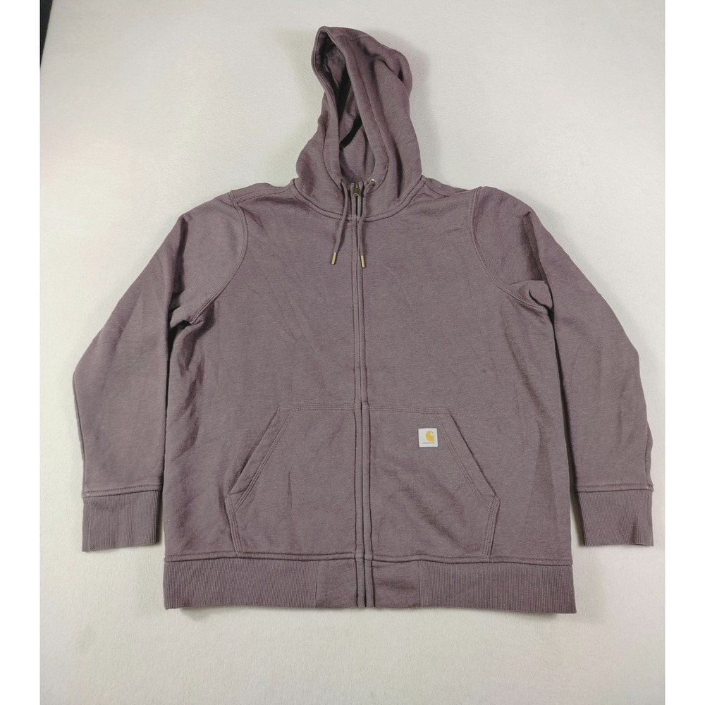 Carhartt Hoodie Sweatshirt Womens XL 16-18 Purple Full Zip Fleece Relaxed Fit
